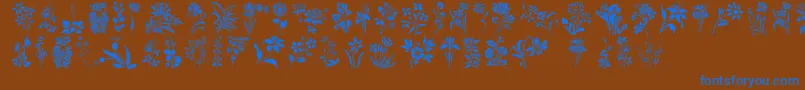 HFF Floral Stencil-Schriftart – Blaue Schriften auf braunem Hintergrund