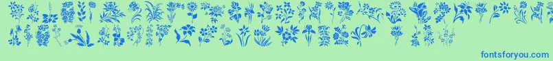 HFF Floral Stencil Font – Blue Fonts on Green Background
