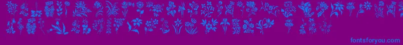 fuente HFF Floral Stencil – Fuentes Azules Sobre Fondo Morado