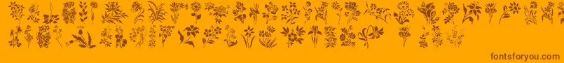 fuente HFF Floral Stencil – Fuentes Marrones Sobre Fondo Naranja