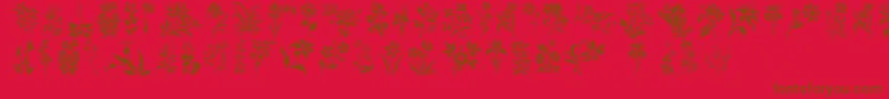 fuente HFF Floral Stencil – Fuentes Marrones Sobre Fondo Rojo