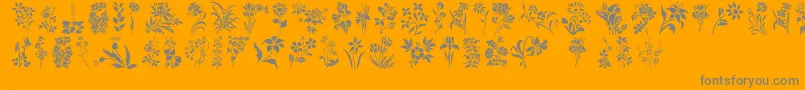 HFF Floral Stencil-Schriftart – Graue Schriften auf orangefarbenem Hintergrund