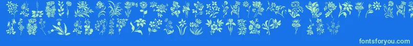 Fonte HFF Floral Stencil – fontes verdes em um fundo azul