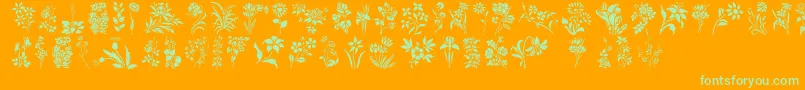 フォントHFF Floral Stencil – オレンジの背景に緑のフォント