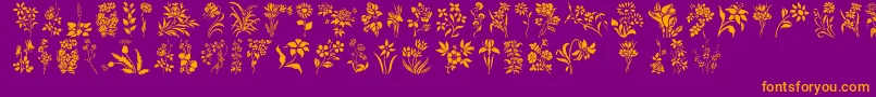 Fonte HFF Floral Stencil – fontes laranjas em um fundo violeta