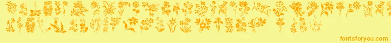 Police HFF Floral Stencil – polices orange sur fond jaune