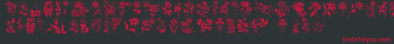 HFF Floral Stencil Font – Red Fonts on Black Background