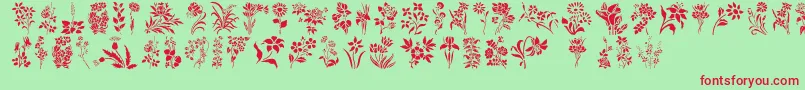 HFF Floral Stencil-Schriftart – Rote Schriften auf grünem Hintergrund