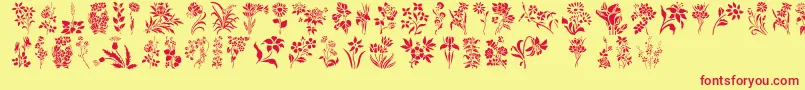 HFF Floral Stencil-Schriftart – Rote Schriften auf gelbem Hintergrund