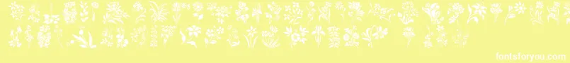 Шрифт HFF Floral Stencil – белые шрифты на жёлтом фоне