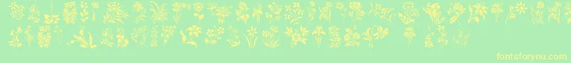 HFF Floral Stencil Font – Yellow Fonts on Green Background
