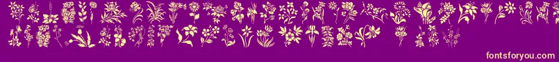 フォントHFF Floral Stencil – 紫の背景に黄色のフォント