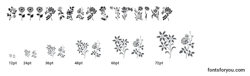HFF Floral Stencil-fontin koot