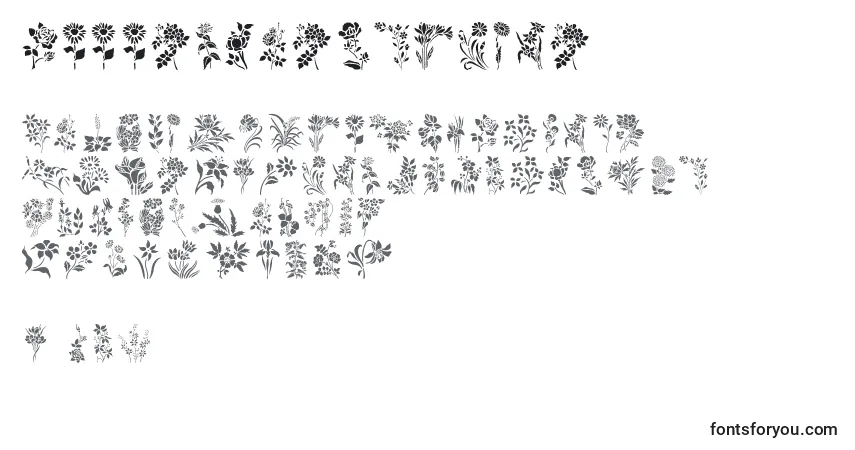 Fuente HFF Floral Stencil (129556) - alfabeto, números, caracteres especiales