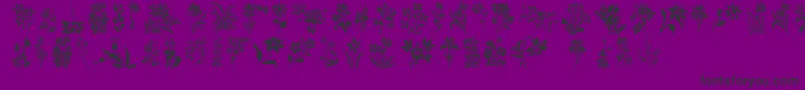 HFF Floral Stencil-Schriftart – Schwarze Schriften auf violettem Hintergrund