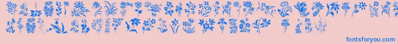 Fonte HFF Floral Stencil – fontes azuis em um fundo rosa