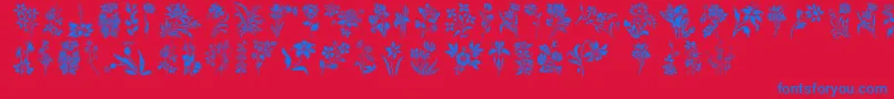 HFF Floral Stencil-Schriftart – Blaue Schriften auf rotem Hintergrund