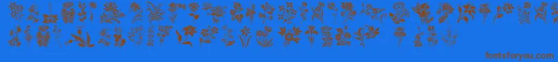 Czcionka HFF Floral Stencil – brązowe czcionki na niebieskim tle