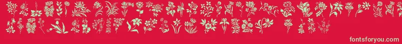 Police HFF Floral Stencil – polices vertes sur fond rouge