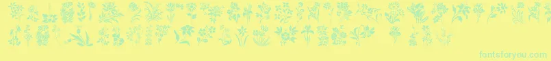 HFF Floral Stencil Font – Green Fonts on Yellow Background