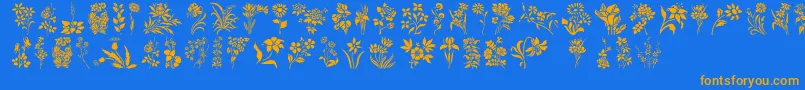 Czcionka HFF Floral Stencil – pomarańczowe czcionki na niebieskim tle