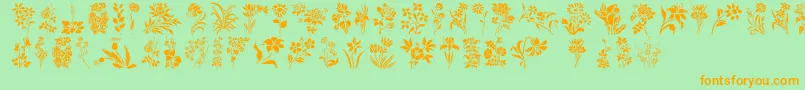 Czcionka HFF Floral Stencil – pomarańczowe czcionki na zielonym tle