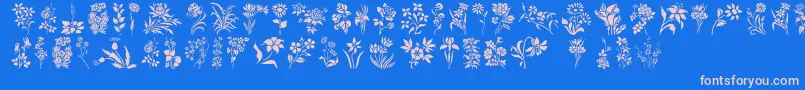 Czcionka HFF Floral Stencil – różowe czcionki na niebieskim tle