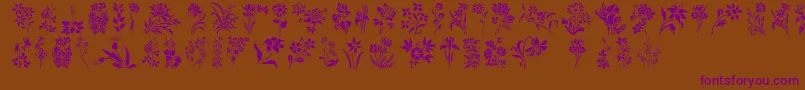 HFF Floral Stencil-Schriftart – Violette Schriften auf braunem Hintergrund