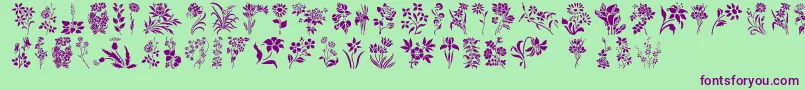 HFF Floral Stencil Font – Purple Fonts on Green Background
