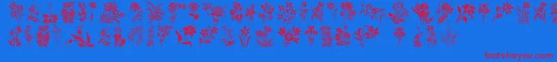 HFF Floral Stencil Font – Red Fonts on Blue Background