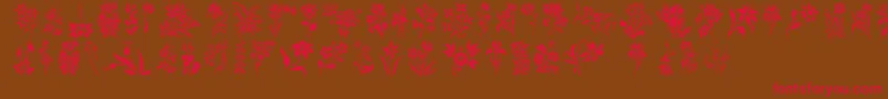 HFF Floral Stencil-Schriftart – Rote Schriften auf braunem Hintergrund