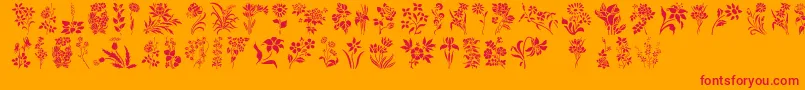 HFF Floral Stencil Font – Red Fonts on Orange Background