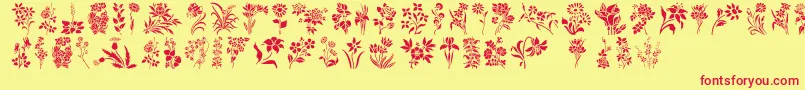 フォントHFF Floral Stencil – 赤い文字の黄色い背景