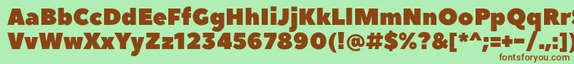 Fonte PeaceSansWebfont – fontes marrons em um fundo verde