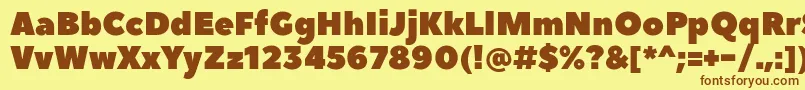 フォントPeaceSansWebfont – 茶色の文字が黄色の背景にあります。