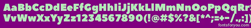 Fonte PeaceSansWebfont – fontes verdes em um fundo violeta