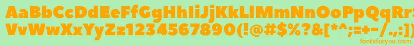 フォントPeaceSansWebfont – オレンジの文字が緑の背景にあります。