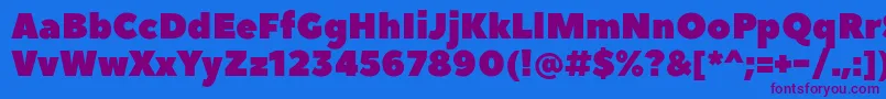 Fonte PeaceSansWebfont – fontes roxas em um fundo azul