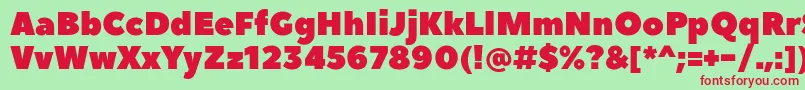 Fonte PeaceSansWebfont – fontes vermelhas em um fundo verde