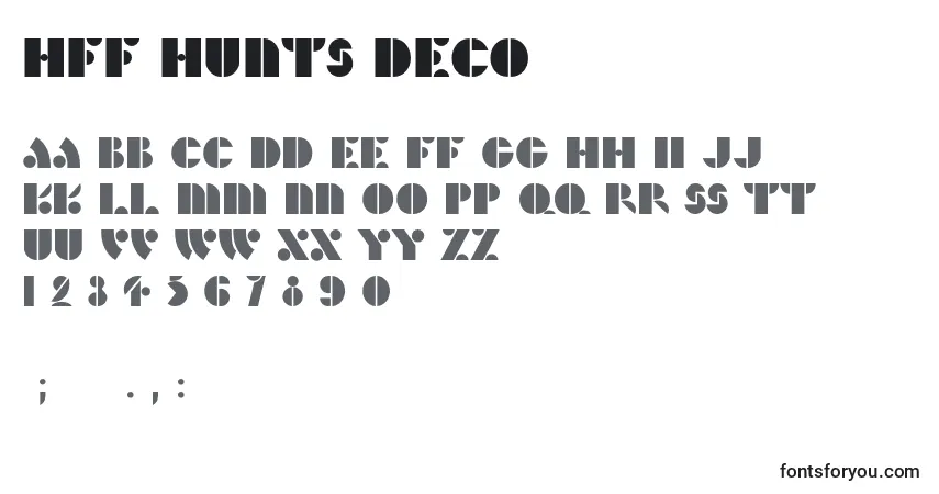 Schriftart HFF Hunts Deco – Alphabet, Zahlen, spezielle Symbole