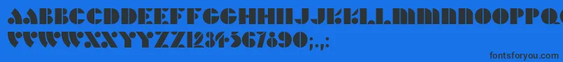 HFF Hunts Deco Font – Black Fonts on Blue Background