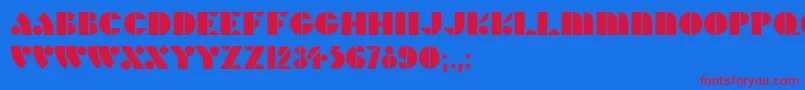 HFF Hunts Deco Font – Red Fonts on Blue Background