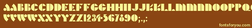 HFF Hunts Deco-fontti – keltaiset fontit ruskealla taustalla