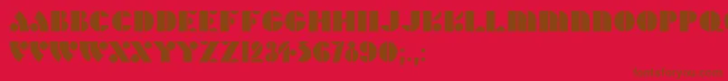HFF Hunts Decoフォントについての詳細 フォントHFF Hunts Deco – 赤い背景に茶色の文字