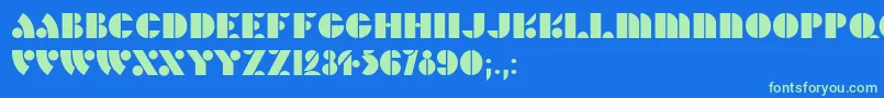 HFF Hunts Deco Font – Green Fonts on Blue Background