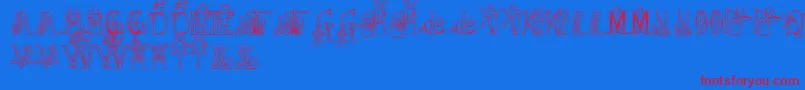 HFF Kids Stuff Font – Red Fonts on Blue Background