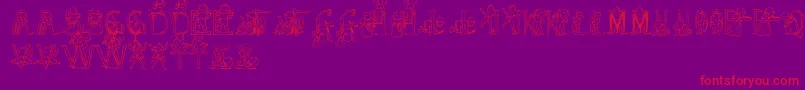 HFF Kids Stuff-Schriftart – Rote Schriften auf violettem Hintergrund