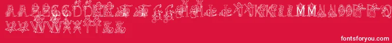 Fonte HFF Kids Stuff – fontes brancas em um fundo vermelho