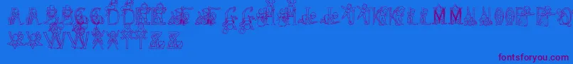 HFF Kids Stuff-Schriftart – Violette Schriften auf blauem Hintergrund