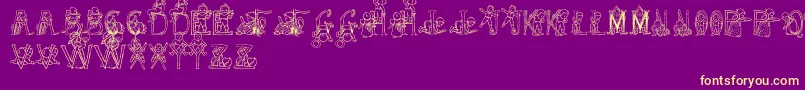 HFF Kids Stuff-Schriftart – Gelbe Schriften auf violettem Hintergrund